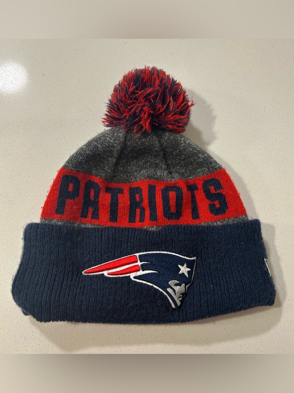 New Era New England Patriots NFL Beanie Hat with Pom - Cuffed Knit Cap